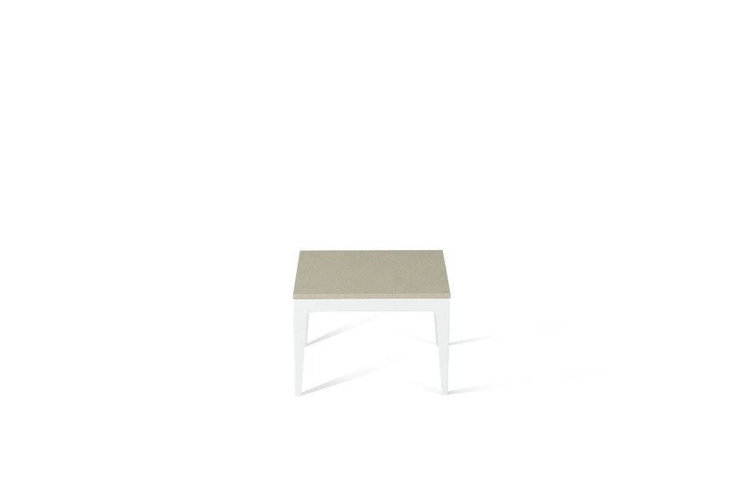 Linen Cube Side Table Pearl White