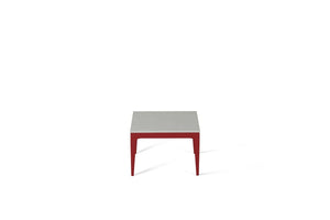 White Shimmer Cube Side Table Flame Red