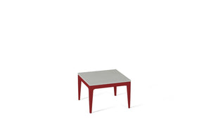White Shimmer Cube Side Table Flame Red