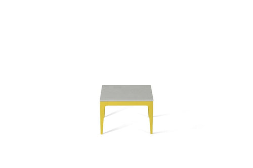 White Shimmer Cube Side Table Lemon Yellow