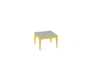 White Shimmer Cube Side Table Lemon Yellow