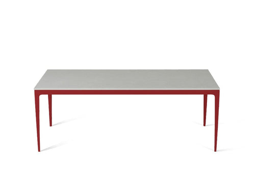White Shimmer Long Dining Table Flame Red