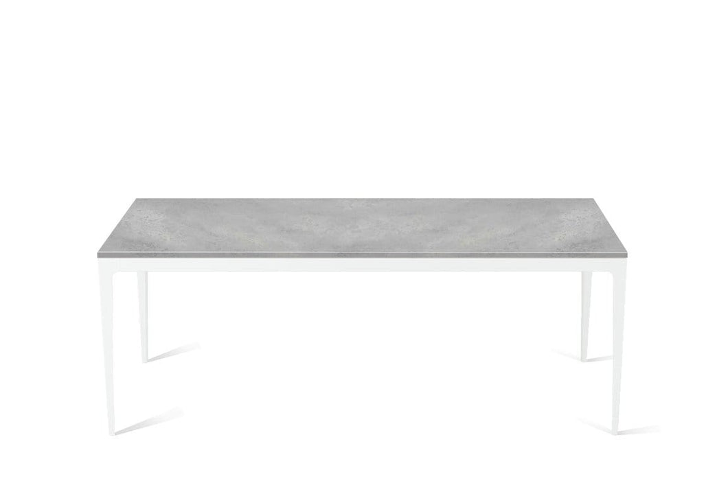 Airy Concrete Long Dining Table Pearl White