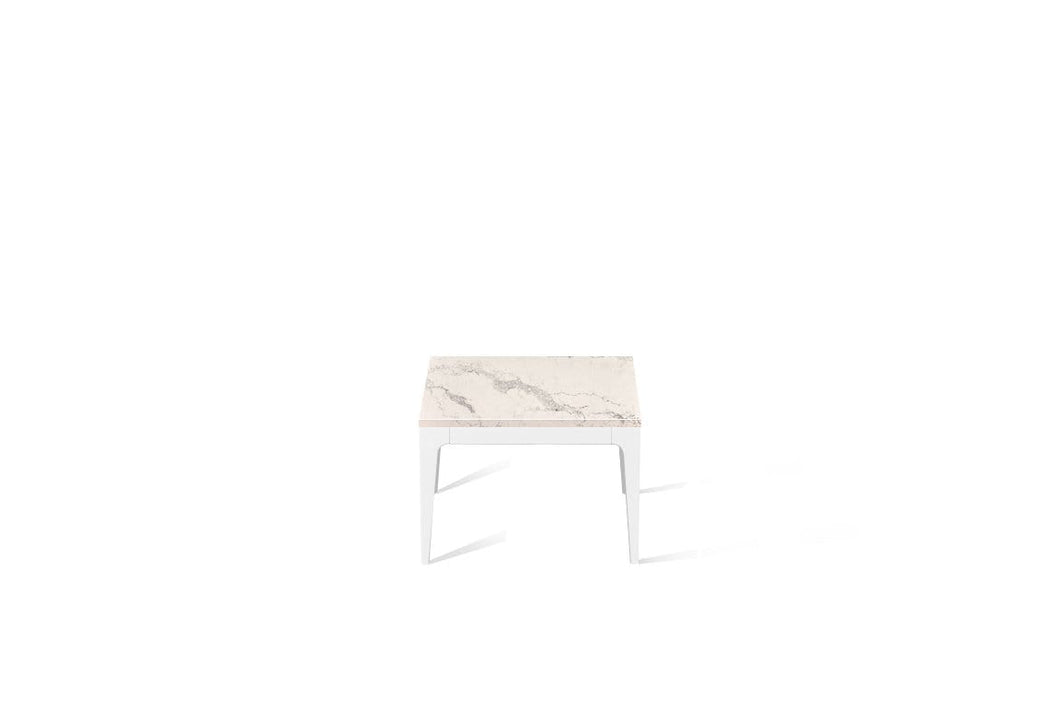 Statuario Maximus Cube Side Table Pearl White