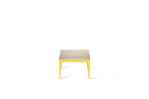 Cosmopolitan White Cube Side Table Lemon Yellow