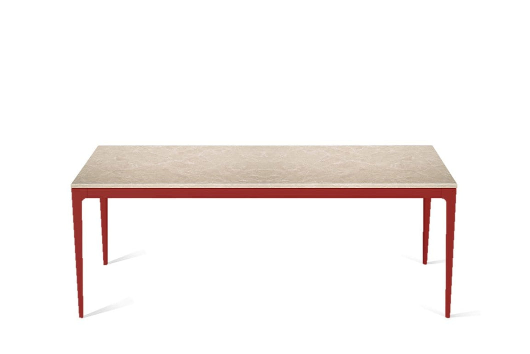 Cosmopolitan White Long Dining Table Flame Red