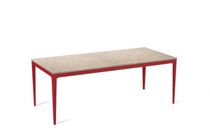 Cosmopolitan White Long Dining Table Flame Red