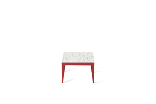 White Attica Cube Side Table Flame Red